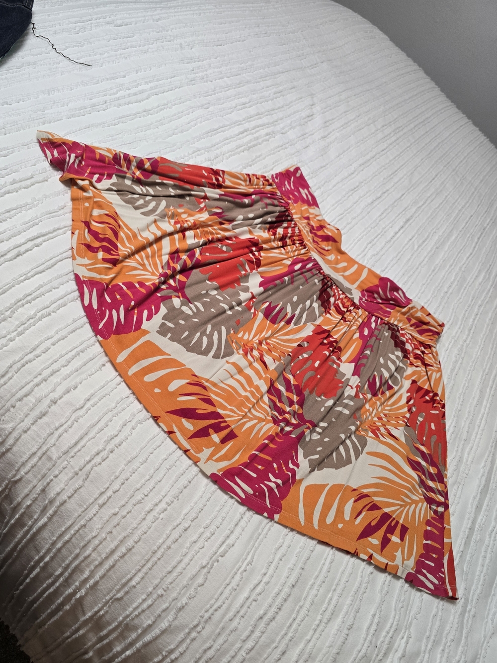 Lane Bryant Tropical Leaf Skater Skirt in Orange, Pink & Tan